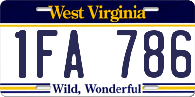 WV license plate 1FA786