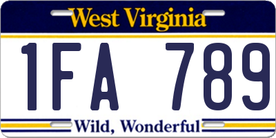 WV license plate 1FA789