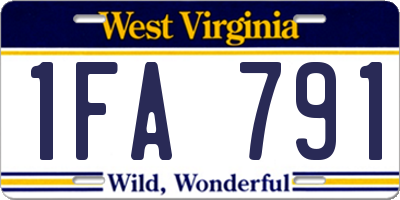 WV license plate 1FA791