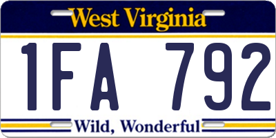 WV license plate 1FA792