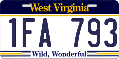 WV license plate 1FA793