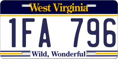 WV license plate 1FA796
