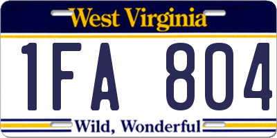 WV license plate 1FA804