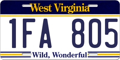 WV license plate 1FA805