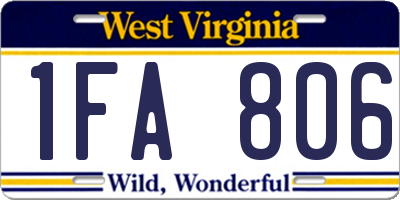 WV license plate 1FA806