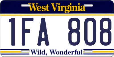 WV license plate 1FA808
