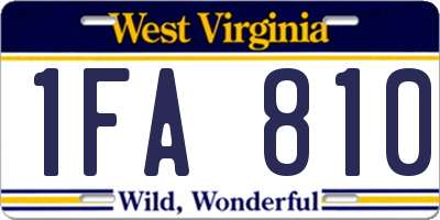 WV license plate 1FA810