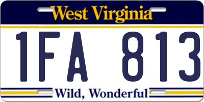 WV license plate 1FA813