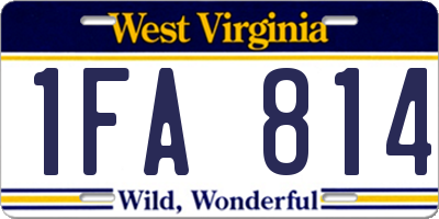 WV license plate 1FA814