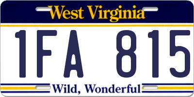 WV license plate 1FA815