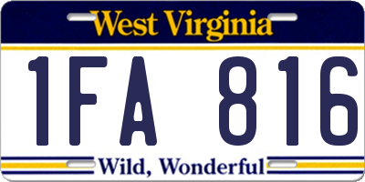 WV license plate 1FA816