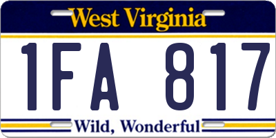 WV license plate 1FA817