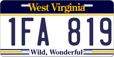 WV license plate 1FA819