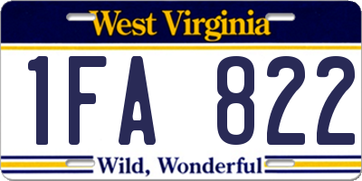 WV license plate 1FA822
