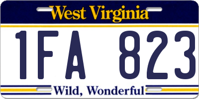 WV license plate 1FA823