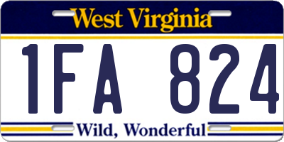WV license plate 1FA824
