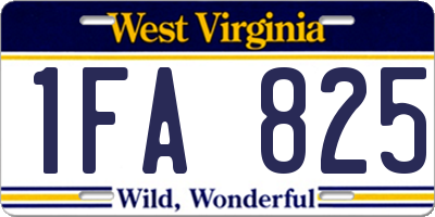 WV license plate 1FA825