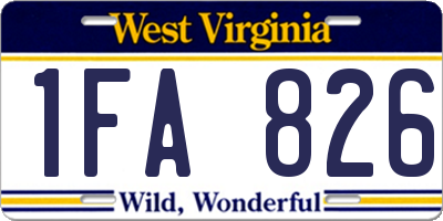 WV license plate 1FA826