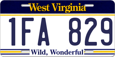 WV license plate 1FA829