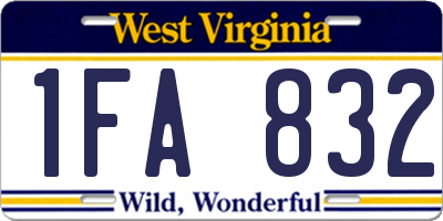 WV license plate 1FA832
