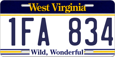 WV license plate 1FA834