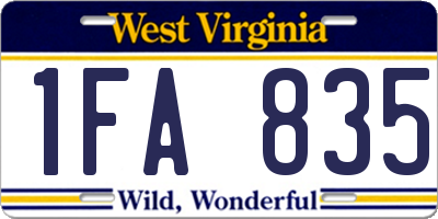 WV license plate 1FA835