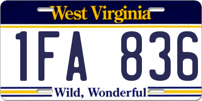 WV license plate 1FA836