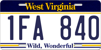WV license plate 1FA840