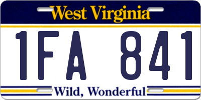 WV license plate 1FA841