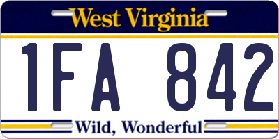 WV license plate 1FA842