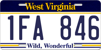 WV license plate 1FA846