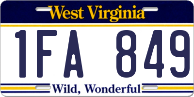 WV license plate 1FA849