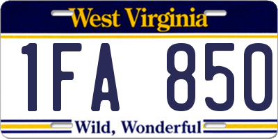 WV license plate 1FA850
