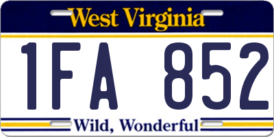 WV license plate 1FA852