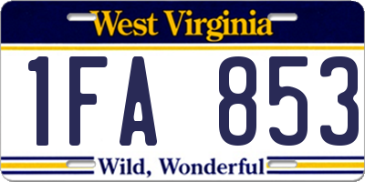 WV license plate 1FA853
