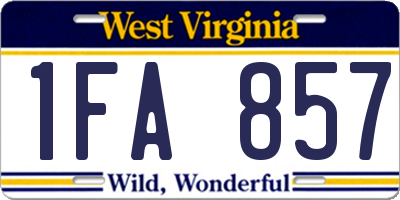WV license plate 1FA857