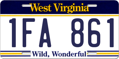 WV license plate 1FA861