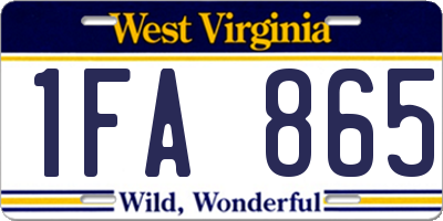 WV license plate 1FA865