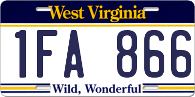 WV license plate 1FA866