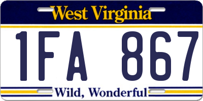 WV license plate 1FA867