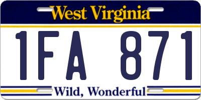 WV license plate 1FA871