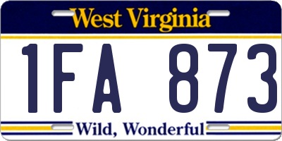 WV license plate 1FA873