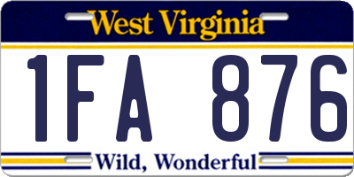 WV license plate 1FA876