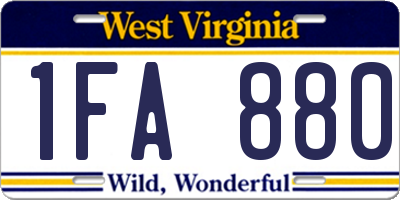 WV license plate 1FA880