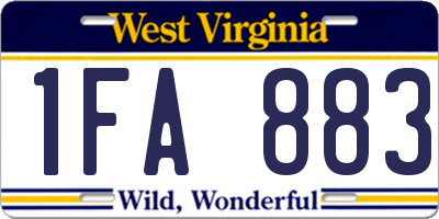 WV license plate 1FA883