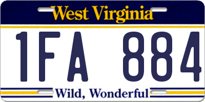WV license plate 1FA884