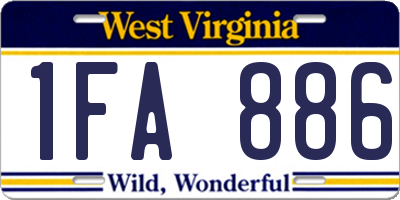 WV license plate 1FA886