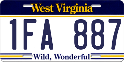 WV license plate 1FA887