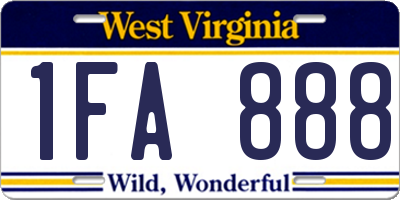 WV license plate 1FA888
