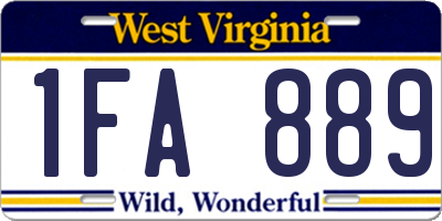 WV license plate 1FA889